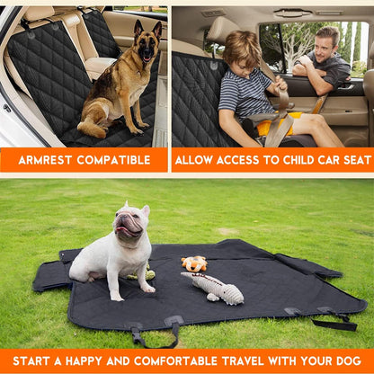 Dog Car Seat Cover, Back Seat Cover for Dogs Pet Car Seat Protector Waterproof Bench Car Seat Cover, Non-Slip Rear Seat Cover Fits Middle Armrest for Most Cars Suvs Trucks - Black